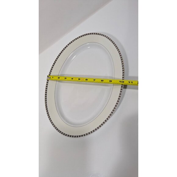 Noritake Lafayette Oval Platter White Beige Black Trim Japan - Picture 14 of 16
